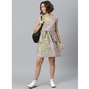 Generic Women's Polyester Peplum Sleeveless Above Knee Dress (Multicolor)