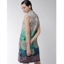 Generic Women's Polyester Printed Sleeveless Above Knee Dress (Multicolor)