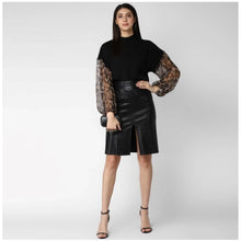 Generic Women's Polyester Animal Print Long Sleeves Top (Black)