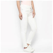 Generic Women's Denim Solid Buttoned Jeans (White)