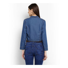 Generic Women's Denim Solid 3-4th Sleeves Shrug (Blue)