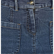 Generic Women's Denim Front Pocket Buttoned Skirt (Blue)