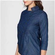 Generic Women's Denim Solid 3-4th Sleeves Top (Blue)