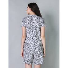 Generic Women's Cotton Blended Printed Round Neck Half Sleeve Top - Shorts Set (Off_White)