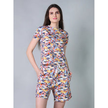 Generic Women's Cotton Blended Printed Round Neck Half Sleeve Top - Shorts Set (Multicolor)