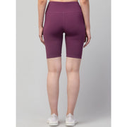 Generic Women's Polyester Solid Above Knee High-Rise Shorts (Purple)