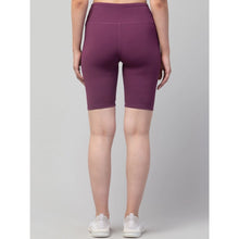 Generic Women's Polyester Solid Above Knee High-Rise Shorts (Purple)