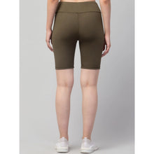 Generic Women's Polyester Solid Above Knee High-Rise Shorts (Olive)
