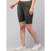 Generic Women's Polyester Solid Above Knee High-Rise Shorts (Green)