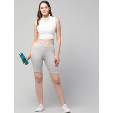 Generic Women's Polyester Solid Above Knee High-Rise Shorts (Grey)
