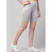 Generic Women's Polyester Solid Above Knee High-Rise Shorts (Grey)