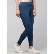 Generic Women's Polyester Solid Ankle Length High-Rise Tights (Teal)