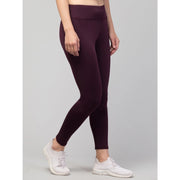 Generic Women's Polyester Solid Ankle Length High-Rise Tights (Purple)