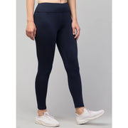 Generic Women's Polyester Solid Ankle Length High-Rise Tights (Navy)