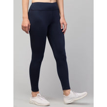 Generic Women's Polyester Solid Ankle Length High-Rise Tights (Navy)