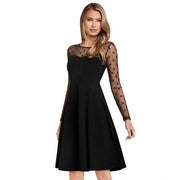 Generic Women's Knitting stretchable Solid Round Neck Full Sleeve Dress (Black)