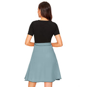 Generic Women's Knitting stretchable Solid Round Neck Cap Sleeve Dress (Pista)