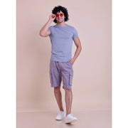 Generic Men's Casual Cotton Solid Half Sleeve Round Neck T-Shirt (Purple)