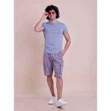 Generic Men's Casual Cotton Solid Half Sleeve Round Neck T-Shirt (Purple)