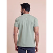 Generic Men's Casual Cotton Solid Half Sleeve Mandarin Collar T-Shirt (Newsage)