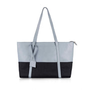 Generic Women's Faux Leather Large Shoulder Zipper Handbag (Light Blue)
