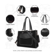 Generic Women's Canvas Medium Top handle Satchel Zipper Handbag (Black)