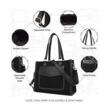 Generic Women's Canvas Medium Top handle Satchel Zipper Handbag (Black)