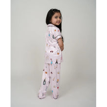 Generic Girl's Silk Bleand Printed Short Sleeve Night Suit Set (Light Pink)