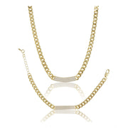 Generic Women's Stainless Steel Gold Polish Polish Hand Bracelet And Necklace (Gold Plated)