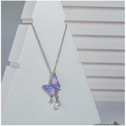 Generic Women's Stainless Steel Butterfly Dailywear Pendent Delicate Chain (Silver Plated)