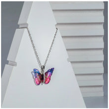 Generic Women's Stainless Steel Colorful Butterfly Pendent Dailywear chain (Silver Plated)