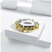 Generic Stainless Steel Double Tone High-Quality Freesize Ring (Silver Plated)