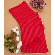 Generic Women's Vichitra Silk Striped Saree With Unstitched Blouse 5.5Mtr (Red)