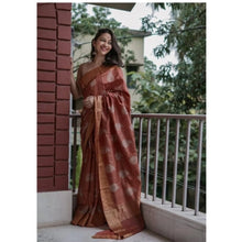 Generic Women's Silk Printed Saree With Unstitched Blouse 5.5Mtr (Maroon)