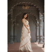 Generic Women's Cotton  Printed Saree With Unstitched Blouse 5.5Mtr (Cream)