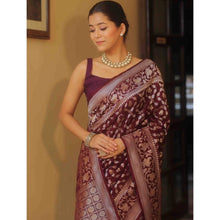 Generic Women's Silk Printed Saree With Unstitched Blouse 5.5Mtr (Maroon)