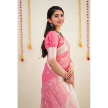 Generic Women's Cotton  Printed Saree With Unstitched Blouse 5.5Mtr (Pink)