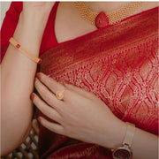 Generic Women's Silk Printed Saree With Unstitched Blouse 5.5Mtr (Red)