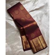 Generic Women's Silk Printed Saree With Unstitched Blouse 5.5Mtr (Maroon)