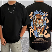 Generic Men's Casual Cotton Blend Printed Round Neck Half Sleeve T-Shirt (Black)