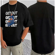 Generic Men's Casual Cotton Blend Printed Round Neck Half Sleeve T-Shirt (Black)