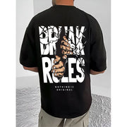 Generic Men's Casual Cotton Blend Printed Round Neck Half Sleeve T-Shirt (Black)