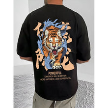 Generic Men's Casual Cotton Blend Printed Round Neck Half Sleeve T-Shirt (Black)