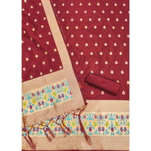 Generic Women's Banarasi Silk Printed Unstitched Salwar Suit Material With Dupatta (Maroon, 3Mtrs)