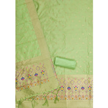 Generic Women's Banarasi Silk Printed Unstitched Salwar Suit Material With Dupatta (Pista, 3Mtrs)