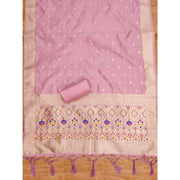 Generic Women's Banarasi Silk Printed Unstitched Salwar Suit Material With Dupatta (Light Pink, 3Mtrs)