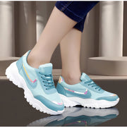 Generic Women's Casual Mesh Printed Lace-Ups Shoes (Blue)