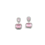 Generic Women's Brass Silver Plated Drop Earrings (Pink)