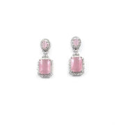 Generic Women's Brass Silver Plated Drop Earrings (Pink)