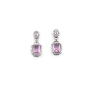 Generic Women's Brass Silver Plated Drop Earrings (Pink)